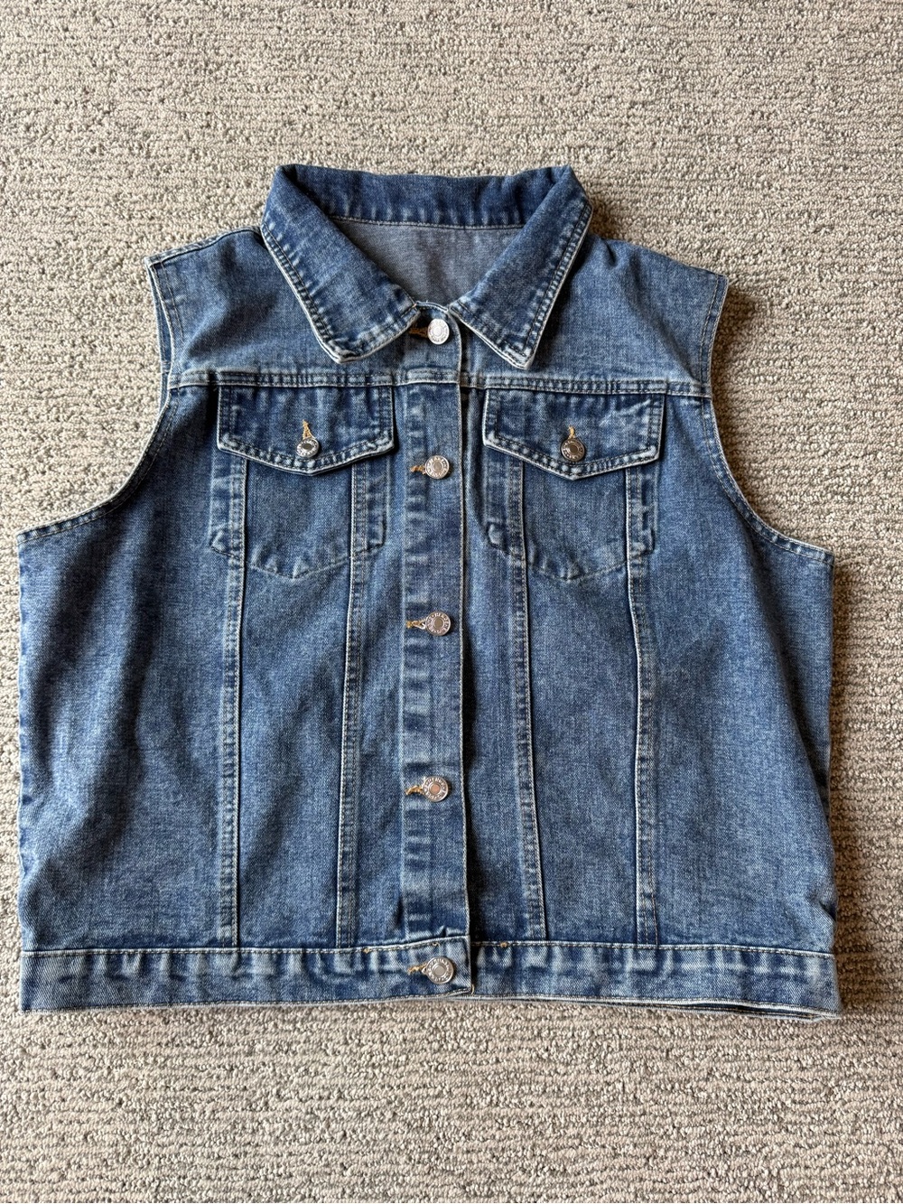 Hengsheng Jeans Blue Denim Trucker Vest Oversize Size XXL